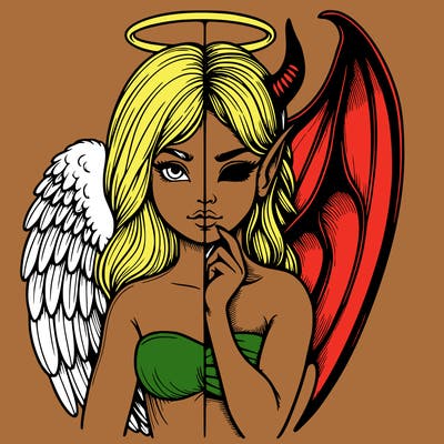 realistic angel half demon