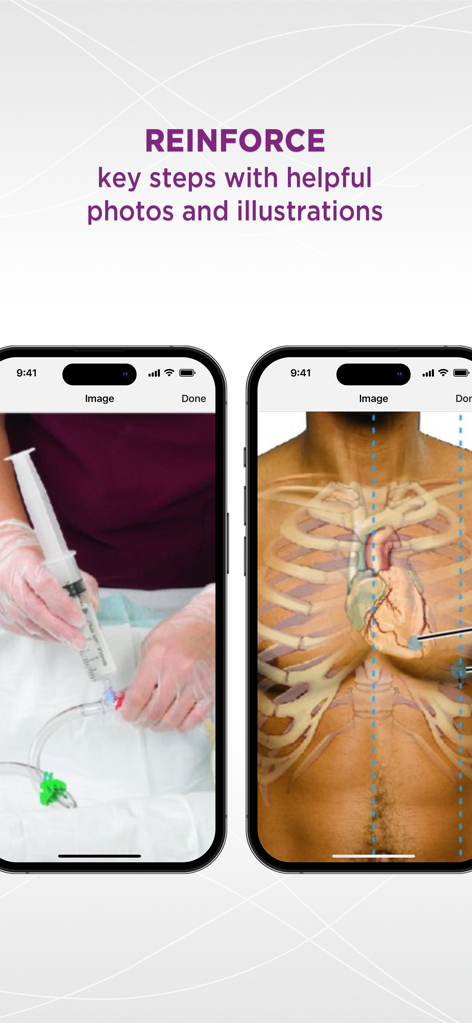 Taylor's Nursing Skills - Screenshot of Taylor's Nursing Skills app displaying clinical photos and anatomical illustrations for medical education.
