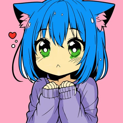 shy anime catgirl