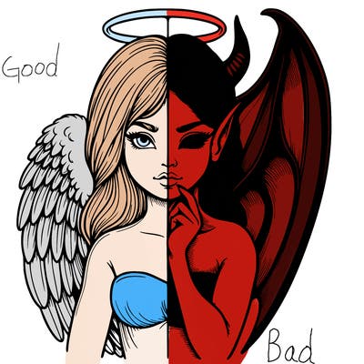 realistic angel half demon