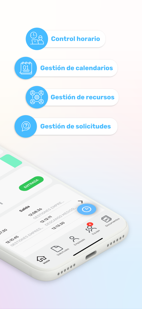 Nubhora - Nubhora mobile app interface showing time tracking calendar and resource management features
