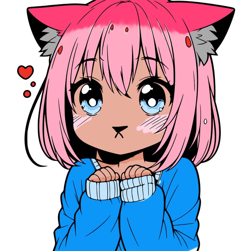 shy anime catgirl
