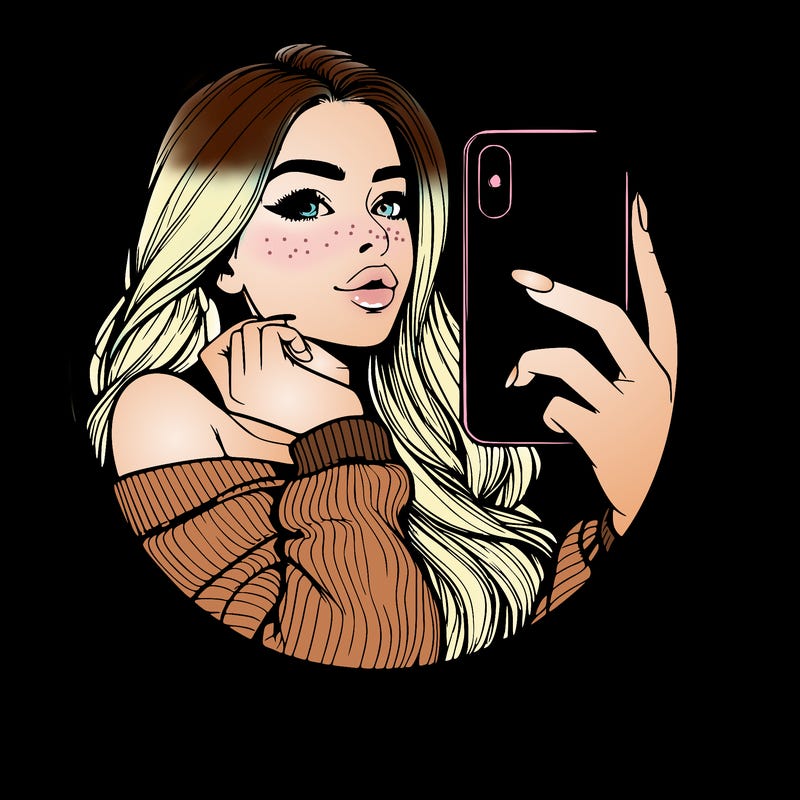 realistic girl taking mirror selfie beautiful