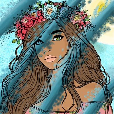 realistic girl with flower crown