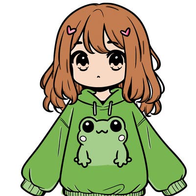 girl wearing frogging sweatshirt