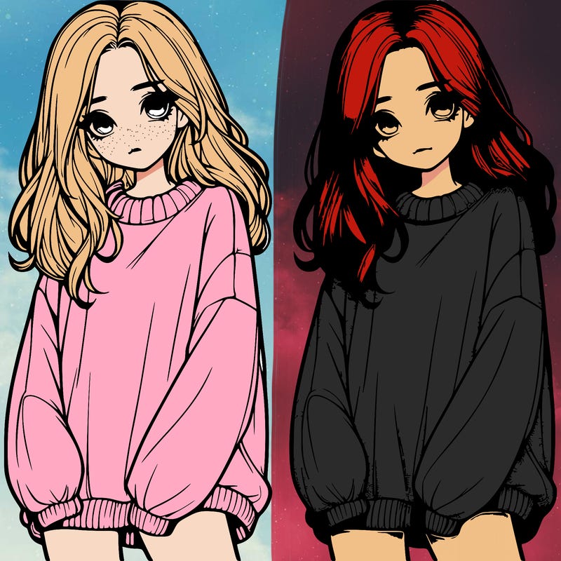 realistic girl with baggy sweater