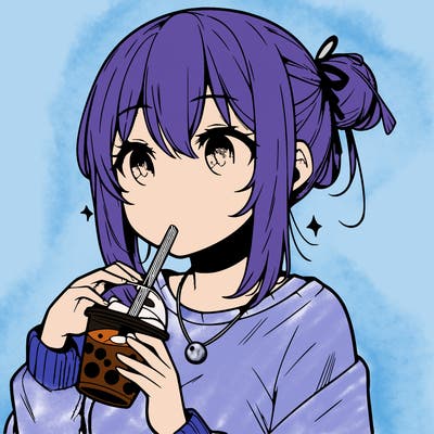 manga character drinking boba