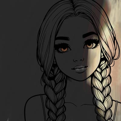 realistic girl with braids