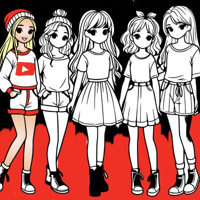 a group of five girls