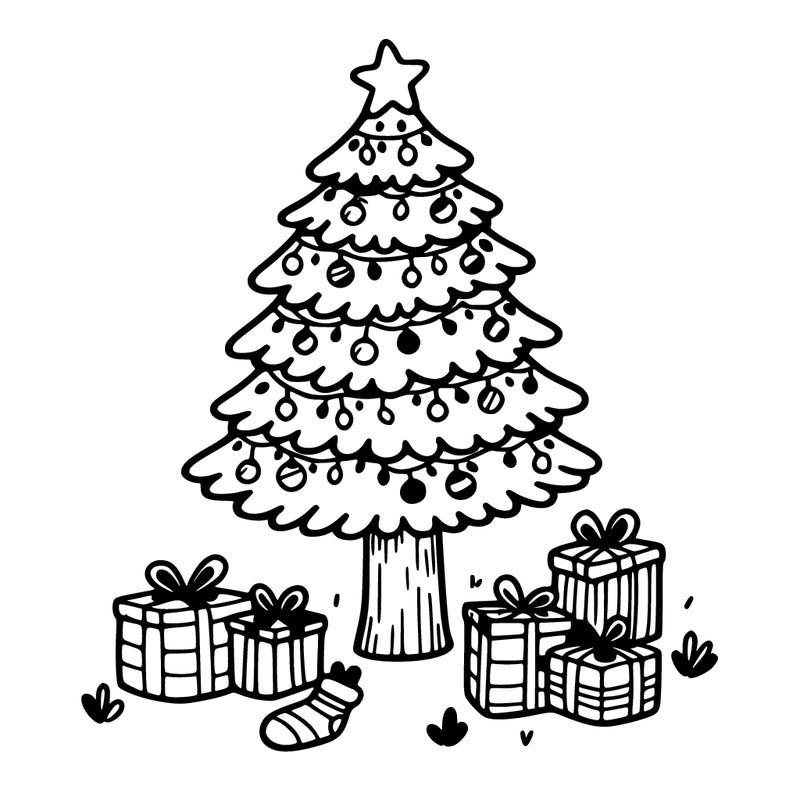 christmas tree with presents under