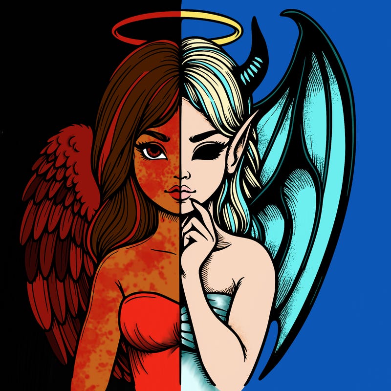 realistic angel half demon