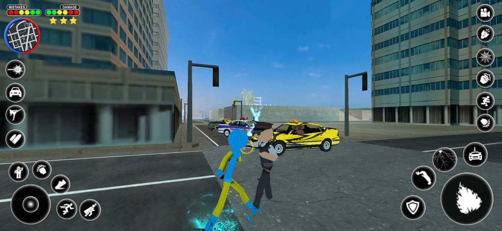 Stickman Rope Hero Spider Game - Superhéroe stickman luchando en un entorno de calle de ciudad 3D