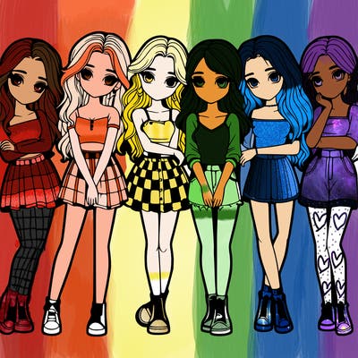 a group of girls realistic