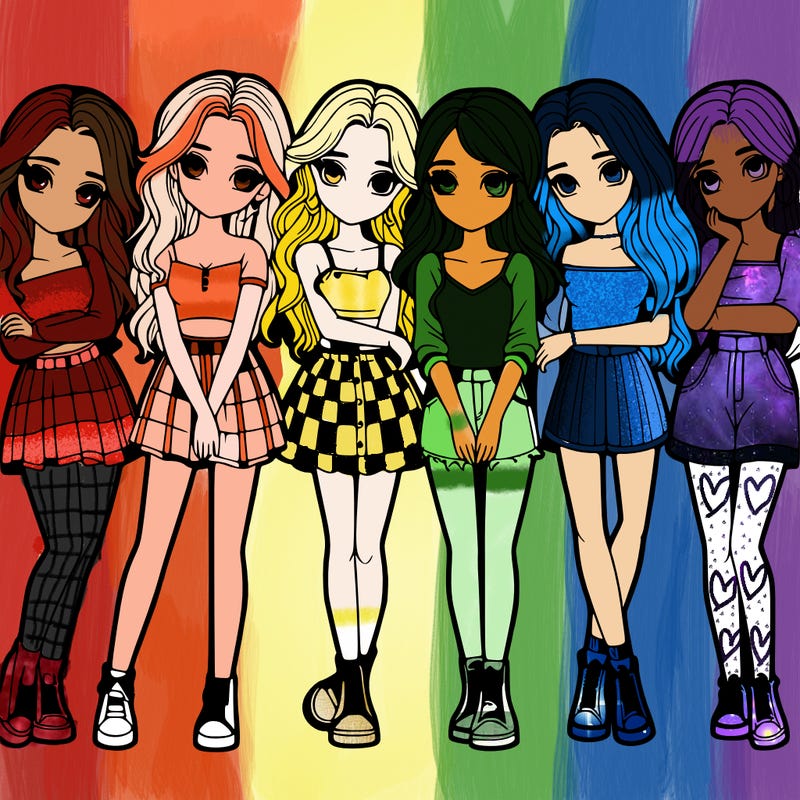 a group of girls realistic