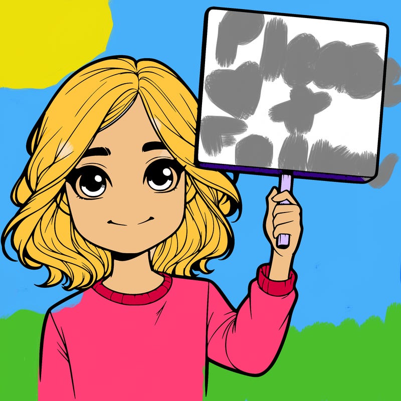 realistic girl holding up a sign