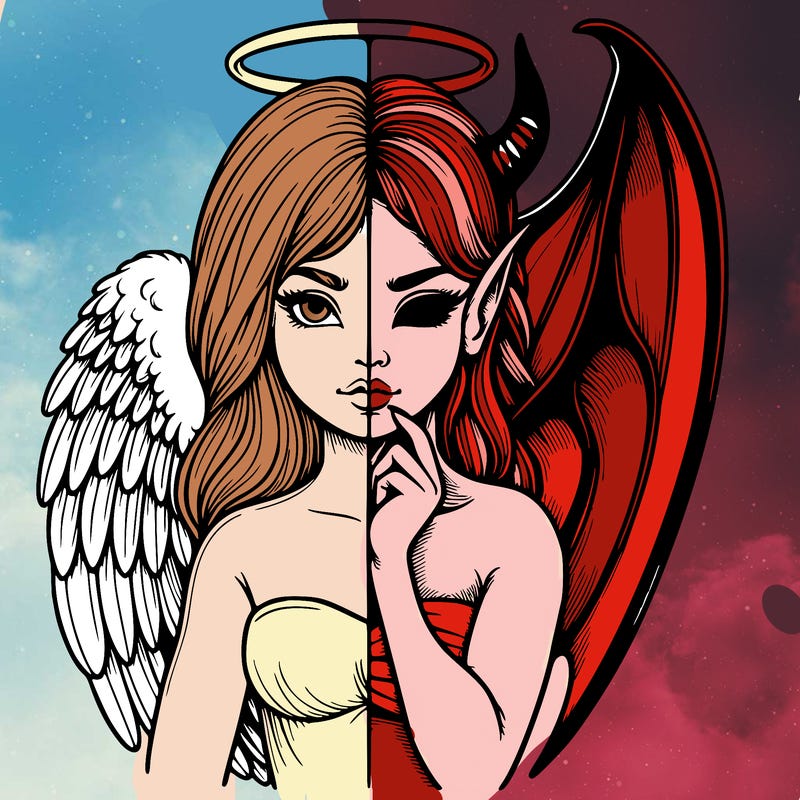 realistic angel half demon