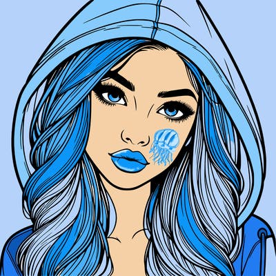realistic beautiful girl with a hood on