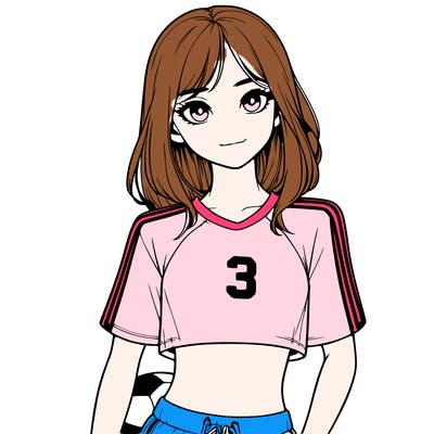 realistic girl wearing soccer jersey