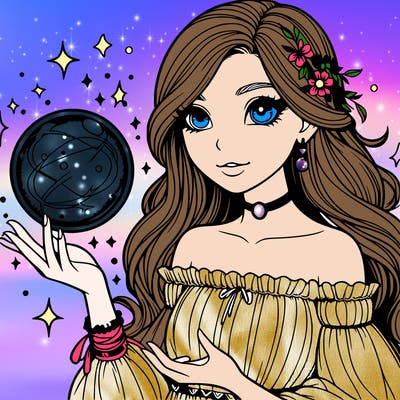 magical realistic girl holding a magic orb