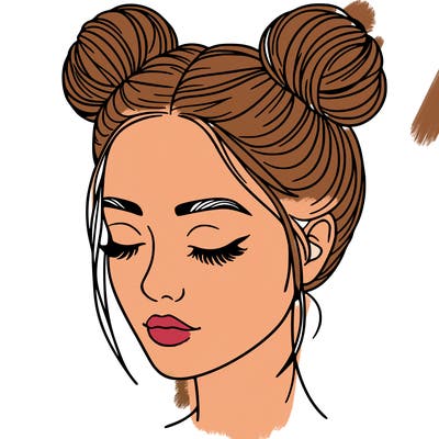 woman with hair buns