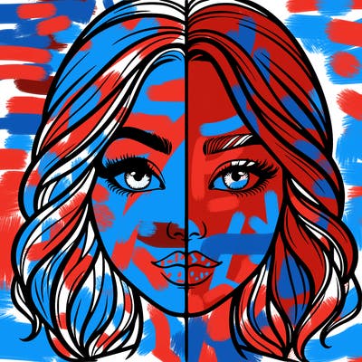 realistic girl split half