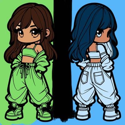 girl in crop top and baggy pants