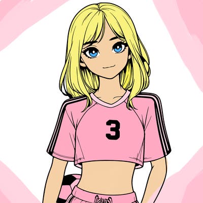 realistic girl wearing soccer jersey