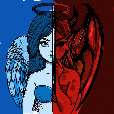 realistic angel half demon