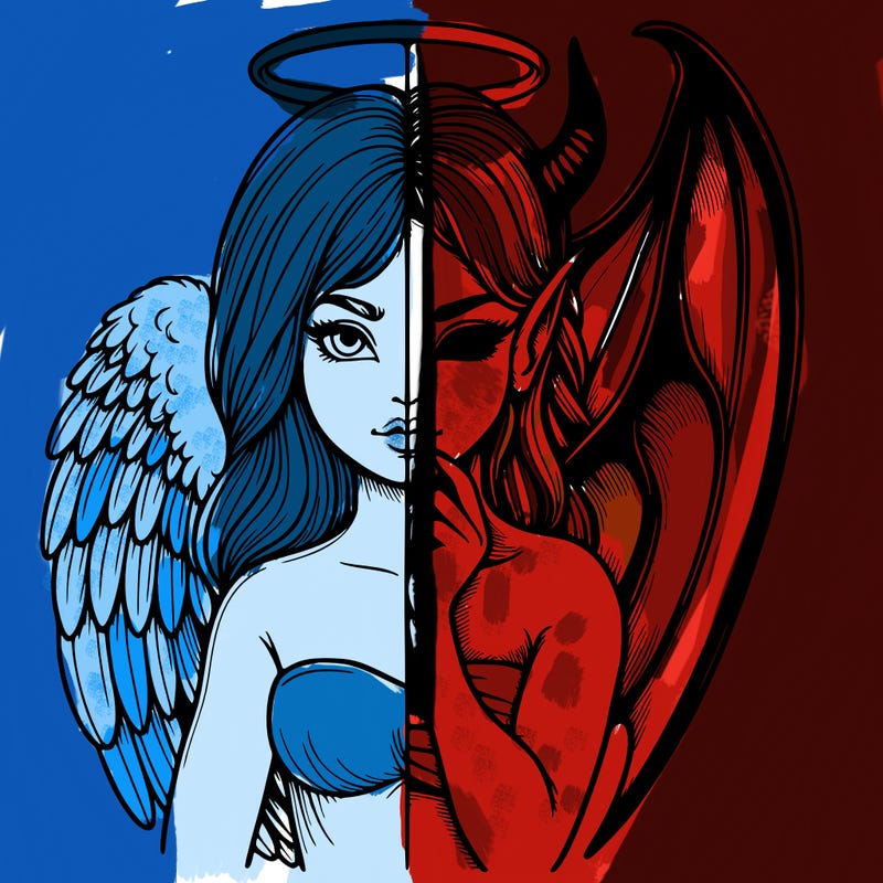 realistic angel half demon