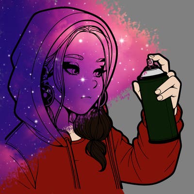 a realistic girl, spray painting