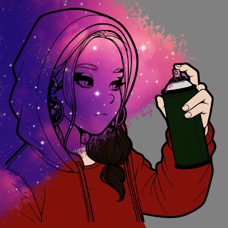 a realistic girl, spray painting