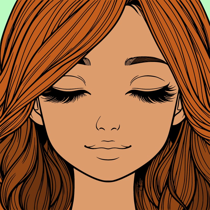 realistic girl with eyes closed