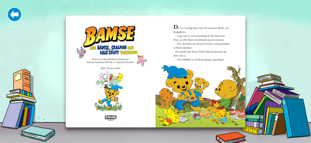 Bamses Skattkista - Digital storybook interface from Bamses Skattkista showing a Swedish children story