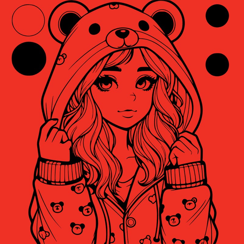 realistic girl in a animal pjs hoodie