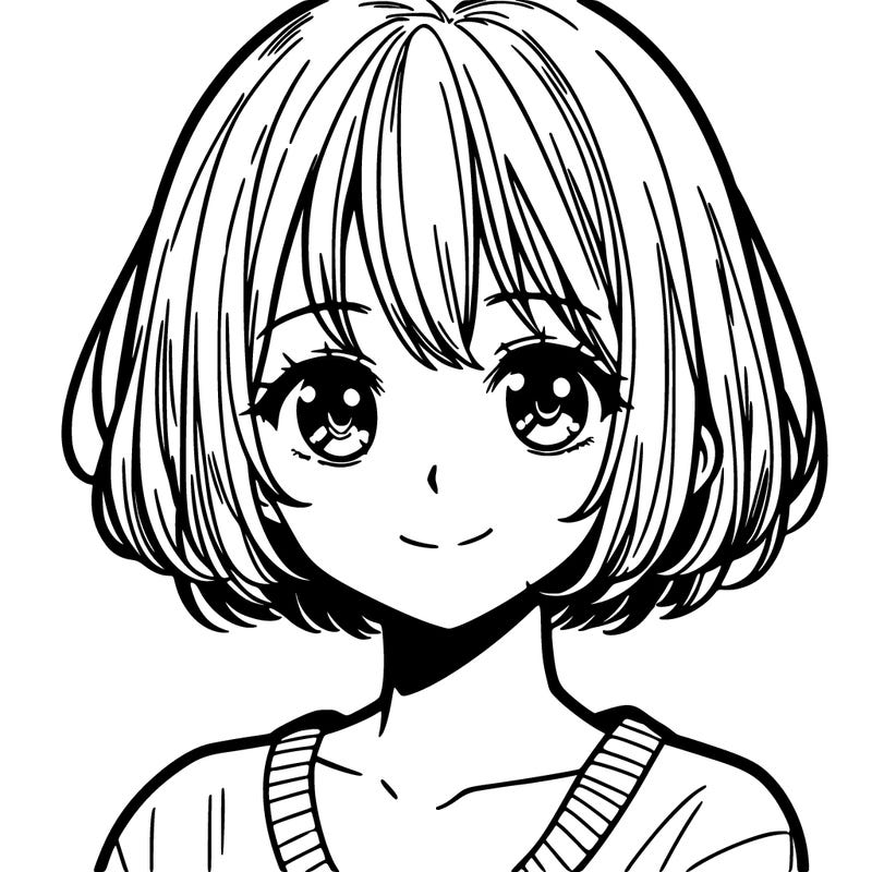 manga girl with short hair