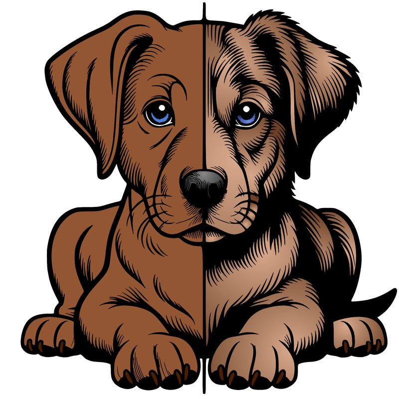 realistic dog split picture