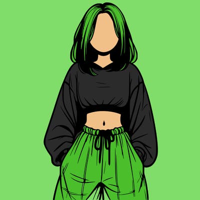 realistic girl faceless with baggy pants and a crop top
