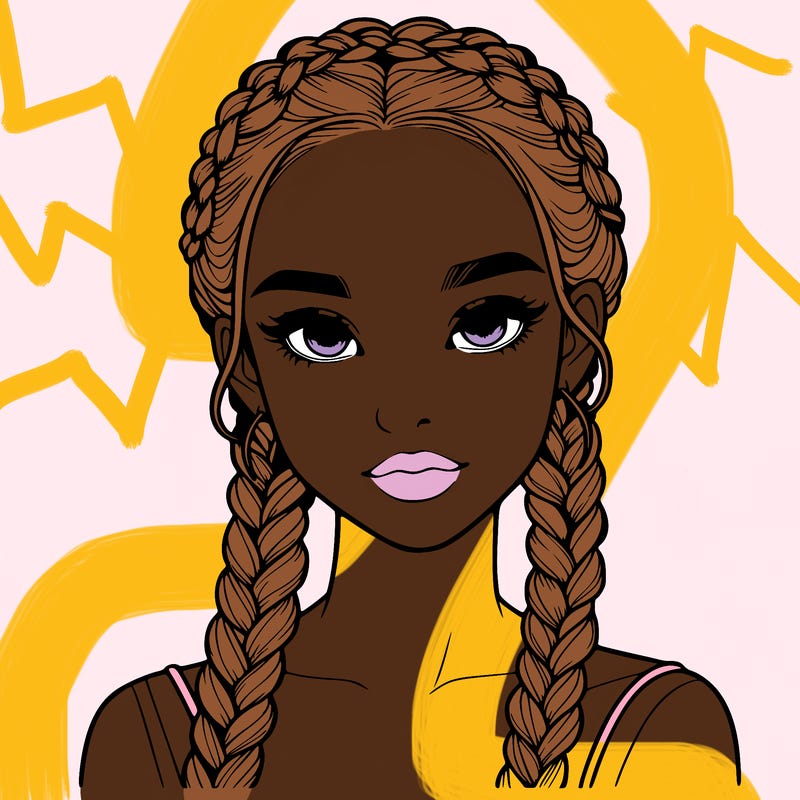 realistic girl with braids