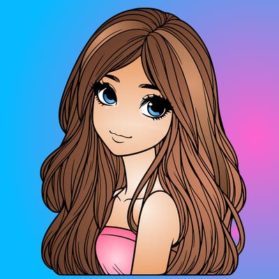 realistic girl with long hair