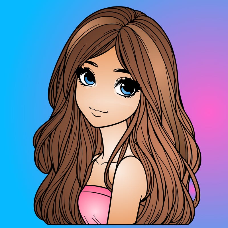 realistic girl with long hair