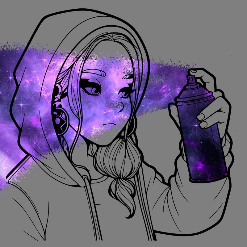 a realistic girl, spray painting