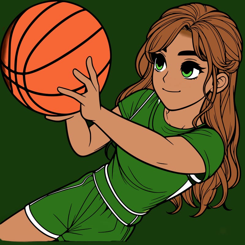 realistic girl playing basketball