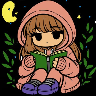 girl in oversized hoodie reading a book