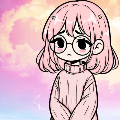 sad girl with glasses in a sweater
