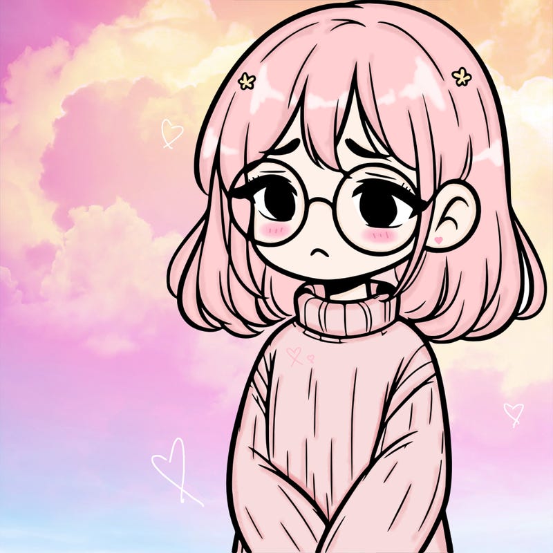 sad girl with glasses in a sweater