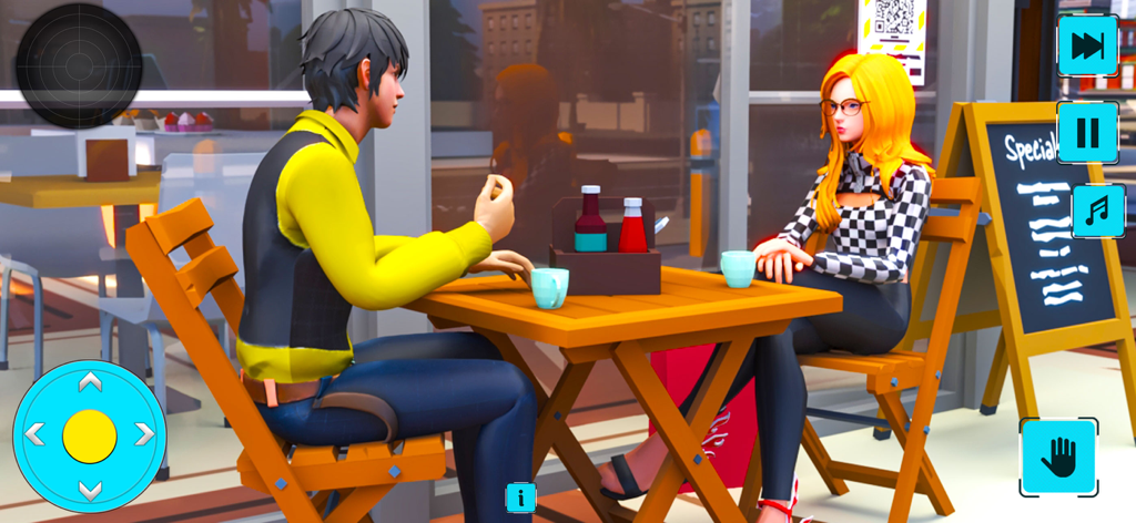 Real Life: My Love Story Games - Romantic cafe date scene in Real Life My Love Story Games.