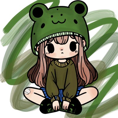 a girl wearing a frog hat and some frog socks