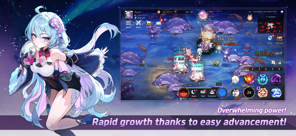Idle MoonRabbit: AFK RPG - Idle MoonRabbit AFK RPG gameplay screen showing combat with damage numbers and anime character Lyn