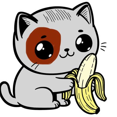 cat eating a banana