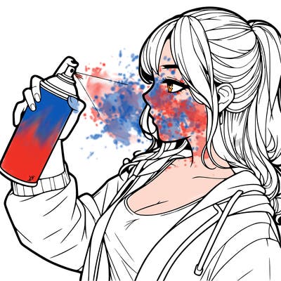 a realistic girl spray, painting